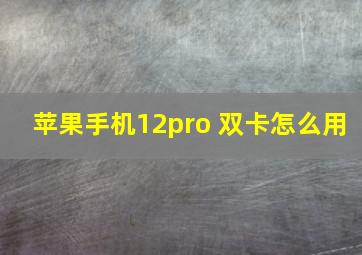 苹果手机12pro 双卡怎么用